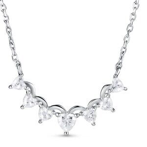 NWOT - Princess Crown U shaped CZ 925 Sterling Silver Lace Edge Necklace - Gift!